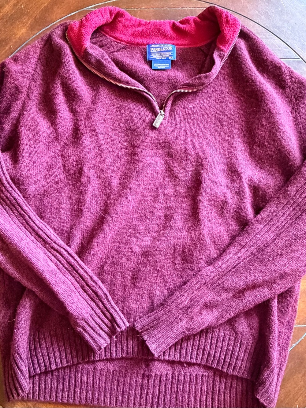 Pendleton Wool Sweater Label in Deep Berry/ burgundy 100% Wool